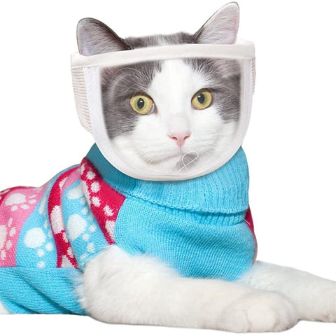 1 Piece - Adjustable Visor - Muzzle with Wide Field of View - Breathable and Bite-Resistant Muzzle - Muzzle for Cat Grooming（M：Suitable for cats with a head circumference of 20-25 cm）