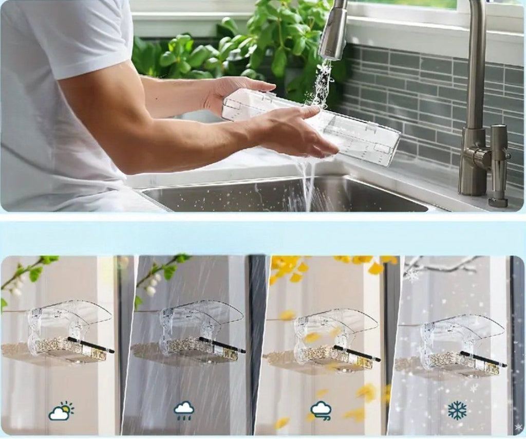 Window Birdhouse, Transparent, With Suction Cups, Feeding Station, for Attracting and Watching Small Wild Birds from Your Window at Home