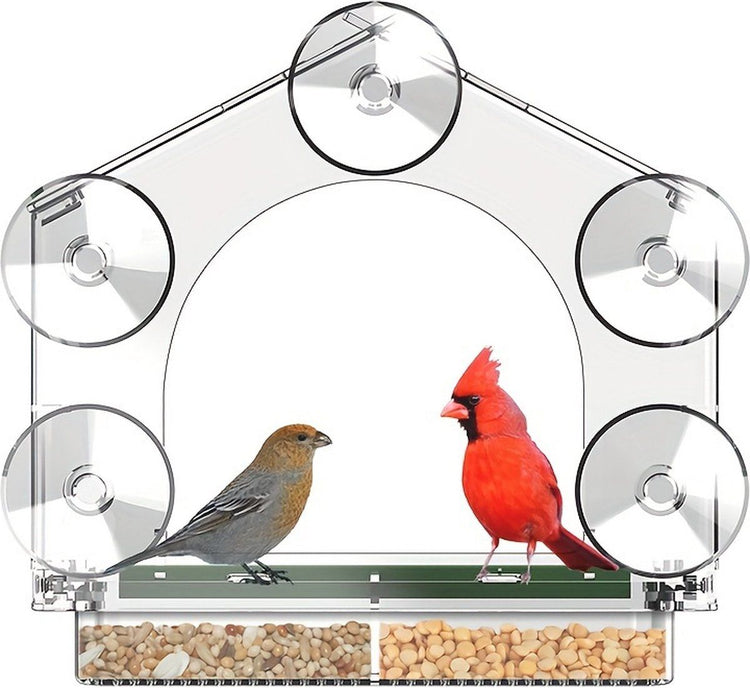 Birdhouse for on or attached to the window, Birdhouse with Suction Cups, Bird Feeder Transparent Window, Feeding Station, Includes Suction Cups