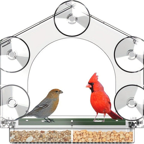 Birdhouse for on or attached to the window, Birdhouse with Suction Cups, Bird Feeder Transparent Window, Feeding Station, Includes Suction Cups