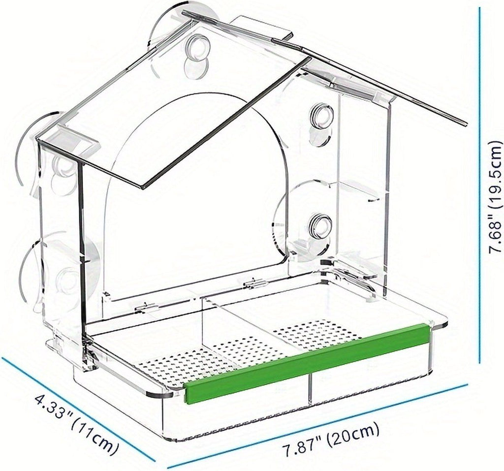 Birdhouse for on or attached to the window, Birdhouse with Suction Cups, Bird Feeder Transparent Window, Feeding Station, Includes Suction Cups