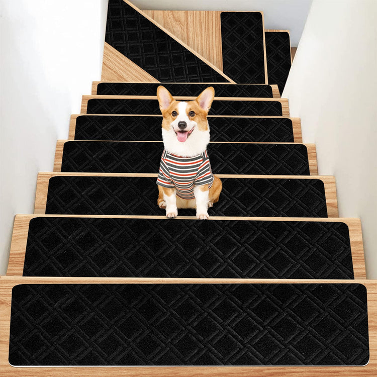 Stair Treads for Wooden Steps, Soft Stair Treads, 8 x 30 Inch Reusable Carpet Stair Treads, Washable Stair Runners for Wooden Steps Non Slip Stair Rugs #12_Gray