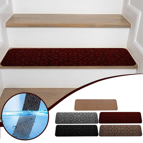 Stair Treads for Wooden Steps, Soft Stair Treads, 8 x 30 Inch Reusable Carpet Stair Treads, Washable Stair Runners for Wooden Steps Non Slip Stair Rugs Gray