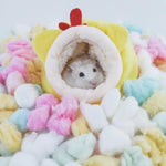 Small Pet Bed, Pig Christmas Bed Warm Hedgehog Hideout Cotton House Sleeping Nest Cage Accessories for Small Animal Habitat Supplies for Hamster Sugar Glider Squirrel Bearded Dragon, Pink Grey