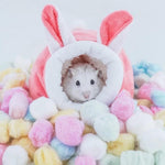 Small Pet Bed, Pig Christmas Bed Warm Hedgehog Hideout Cotton House Sleeping Nest Cage Accessories for Small Animal Habitat Supplies for Hamster Sugar Glider Squirrel Bearded Dragon, Pink Yellow