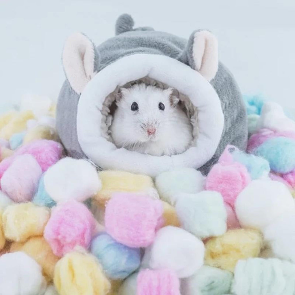 Small Pet Bed, Pig Christmas Bed Warm Hedgehog Hideout Cotton House Sleeping Nest Cage Accessories for Small Animal Habitat Supplies for Hamster Sugar Glider Squirrel Bearded Dragon, Pink Yellow