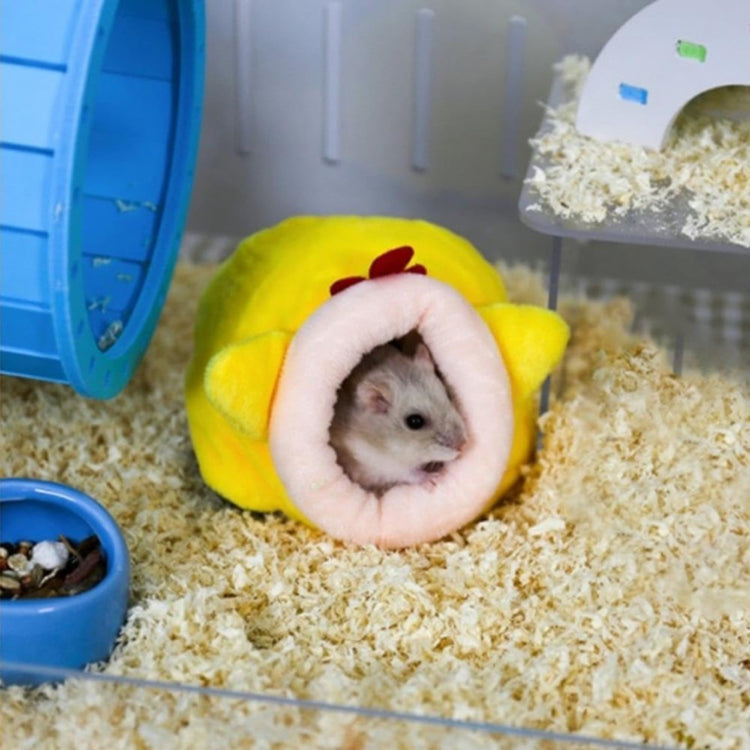 Small Pet Bed, Pig Christmas Bed Warm Hedgehog Hideout Cotton House Sleeping Nest Cage Accessories for Small Animal Habitat Supplies for Hamster Sugar Glider Squirrel Bearded Dragon, Pink Yellow