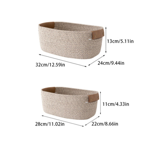 1 Piece Small Cat Ears Toy Organizer, Woven Cotton Rope Basket, Decorative Nursery Bins & Boxes Gift Basket Empty for Pet, Coffee, 28 x 22 x 11 cm