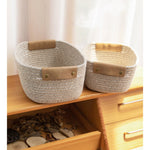 1 Piece Small Cat Ears Toy Organizer, Woven Cotton Rope Basket, Decorative Nursery Bins & Boxes Gift Basket Empty for Pet, Coffee, 28 x 22 x 11 cm