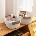 1 Piece Small Cat Ears Toy Organizer, Woven Cotton Rope Basket, Decorative Nursery Bins & Boxes Gift Basket Empty for Pet, Coffee, 28 x 22 x 11 cm