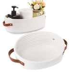 1 Piece Small Cat Ears Toy Organizer, Woven Cotton Rope Basket, Decorative Nursery Bins & Boxes Gift Basket Empty for Pet Toy, White, 28 x 22 x 11 cm