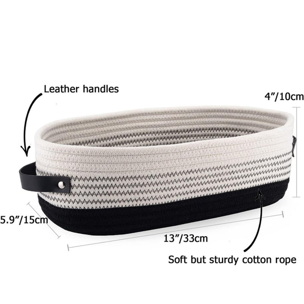 1 Piece Small Cat Ears Toy Organizer, Woven Cotton Rope Basket, Decorative Nursery Bins & Boxes Gift Basket Empty for Pet Toy, White, 28 x 22 x 11 cm