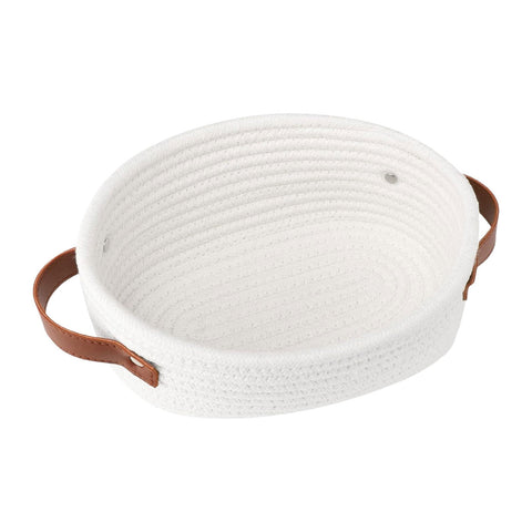 1 Piece Small Cat Ears Toy Organizer, Woven Cotton Rope Basket, Decorative Nursery Bins & Boxes Gift Basket Empty for Pet Toy, White, 32 x 24 x 13 cm