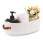 1 Piece Small Cat Ears Toy Organizer, Woven Cotton Rope Basket, Decorative Nursery Bins & Boxes Gift Basket Empty for Pet Toy, White, 32 x 24 x 13 cm