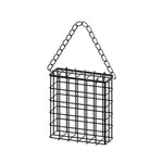 Square Suet Bird Feeder Cage, Heavy-Duty Iron with Protective Coating, Holds One Cake for Nuthatches and Chickadees, Easy-Clean Design, Rust-Resistant Outdoor Hanging Feeder for Backyard Birds Black