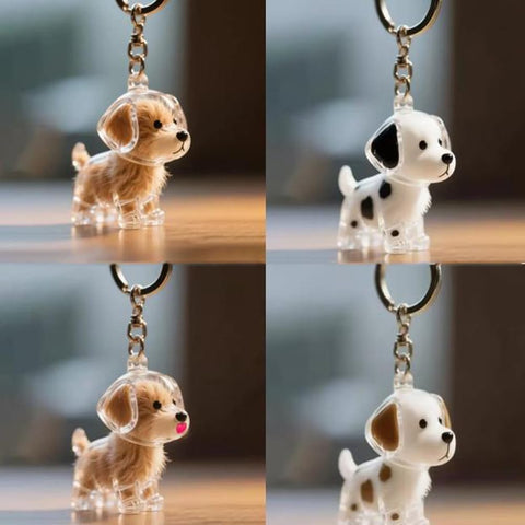 1 Piece Pet Hair Keepsake Keyring with Clear Memory Capsule, DIY Memorial Pendant for Fur, Ashes or Mementos, Brown Floppy-Eared Dog Design