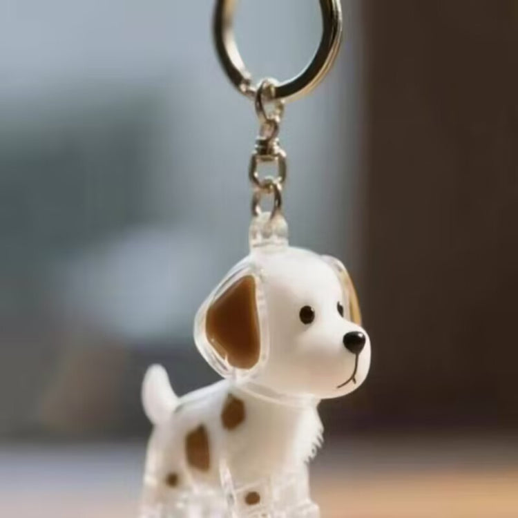 1 Piece Pet Hair Keepsake Keyring with Clear Memory Capsule, DIY Memorial Pendant for Fur, Ashes or Mementos, Brown Spotted Dog Design