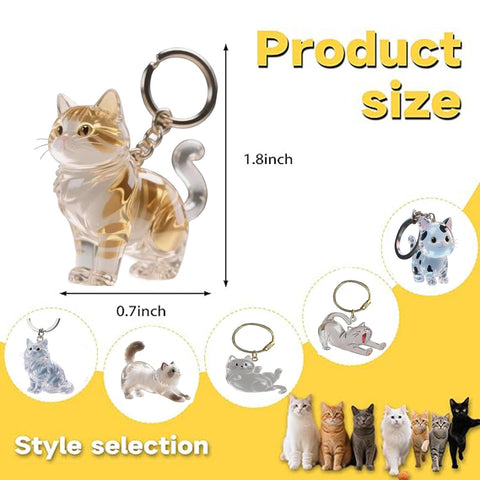 1 Piece Pet Hair Keepsake Keyring with Clear Memory Capsule, DIY Memorial Pendant for Fur, Ashes or Mementos, Grey Cat Design