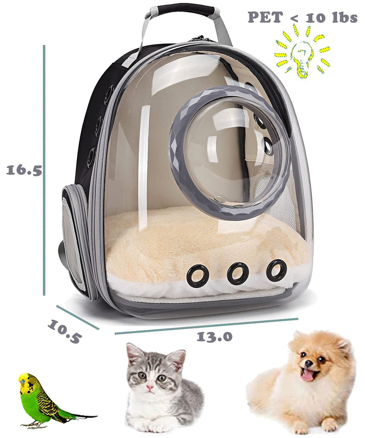 Pet Carrier Backpack with Clear Window, Breathable Travel Bag for Cats and Small Dogs, Hiking, Vet Visits and Transport, Black