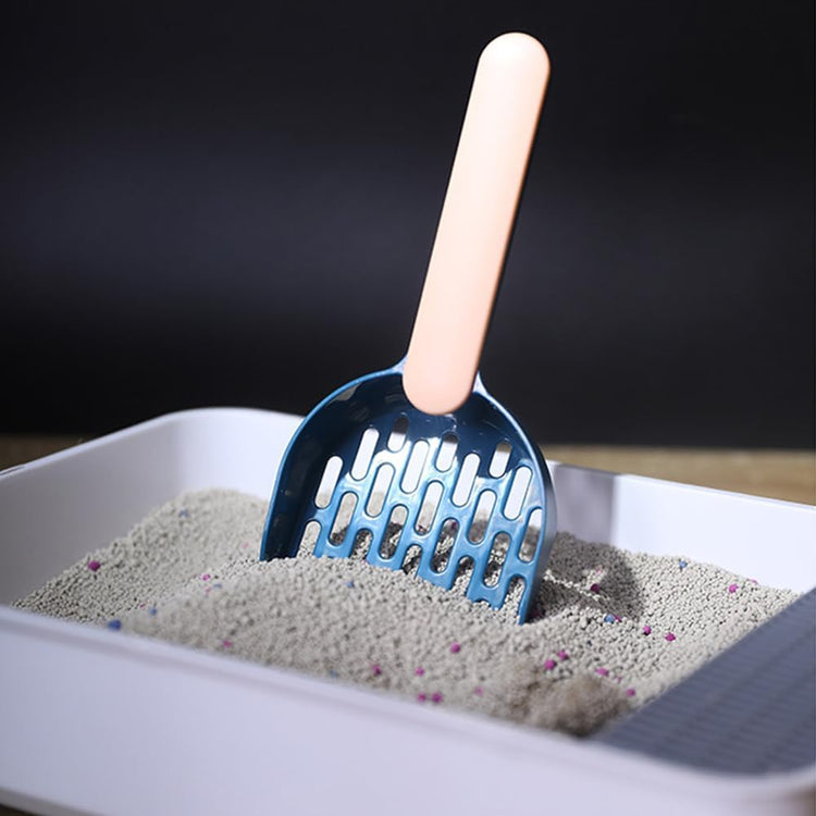 1 Piece Cat Litter Scoop with Enclosed Storage Holder, Durable Plastic Sifter for Hygienic Litter Box Cleaning and Tidy Floors, Blue