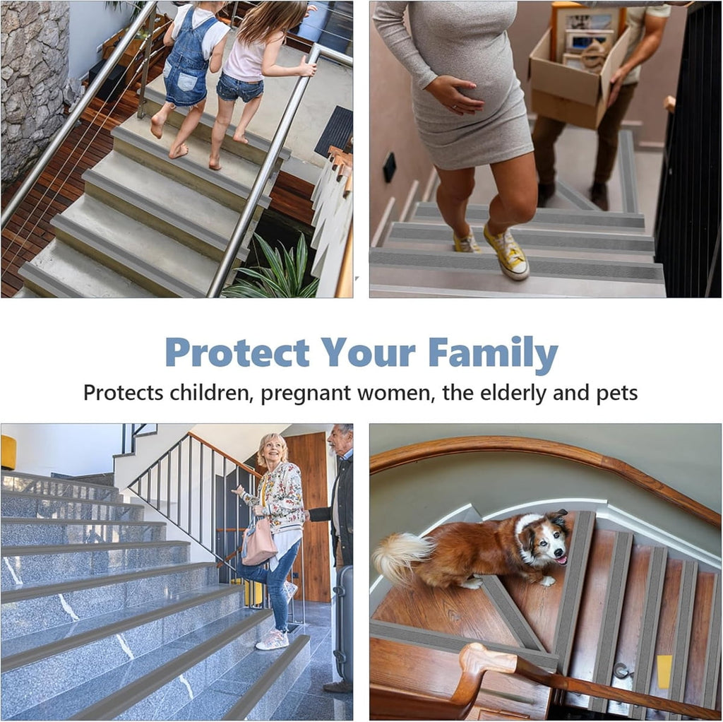 Vinyl Rubber Stair Nosing,Stair Edge Trim,Corner Guard,3 ft Self Adhesive Nose Molding Non-Slip Rubber Edge Protector Steps Trim Rubber Strips for Indoor & Outdoor Staircase Step Uses (Black) Gray
