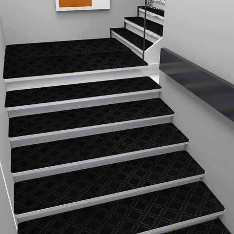 4-Piece Non-Slip Stair Treads, Self-Adhesive Striped Carpet Mats, Absorbent & Quiet Step Pads, Can Be Cut to Fit, Washable for Indoor Staircase Safety\u200b\u200b Gray