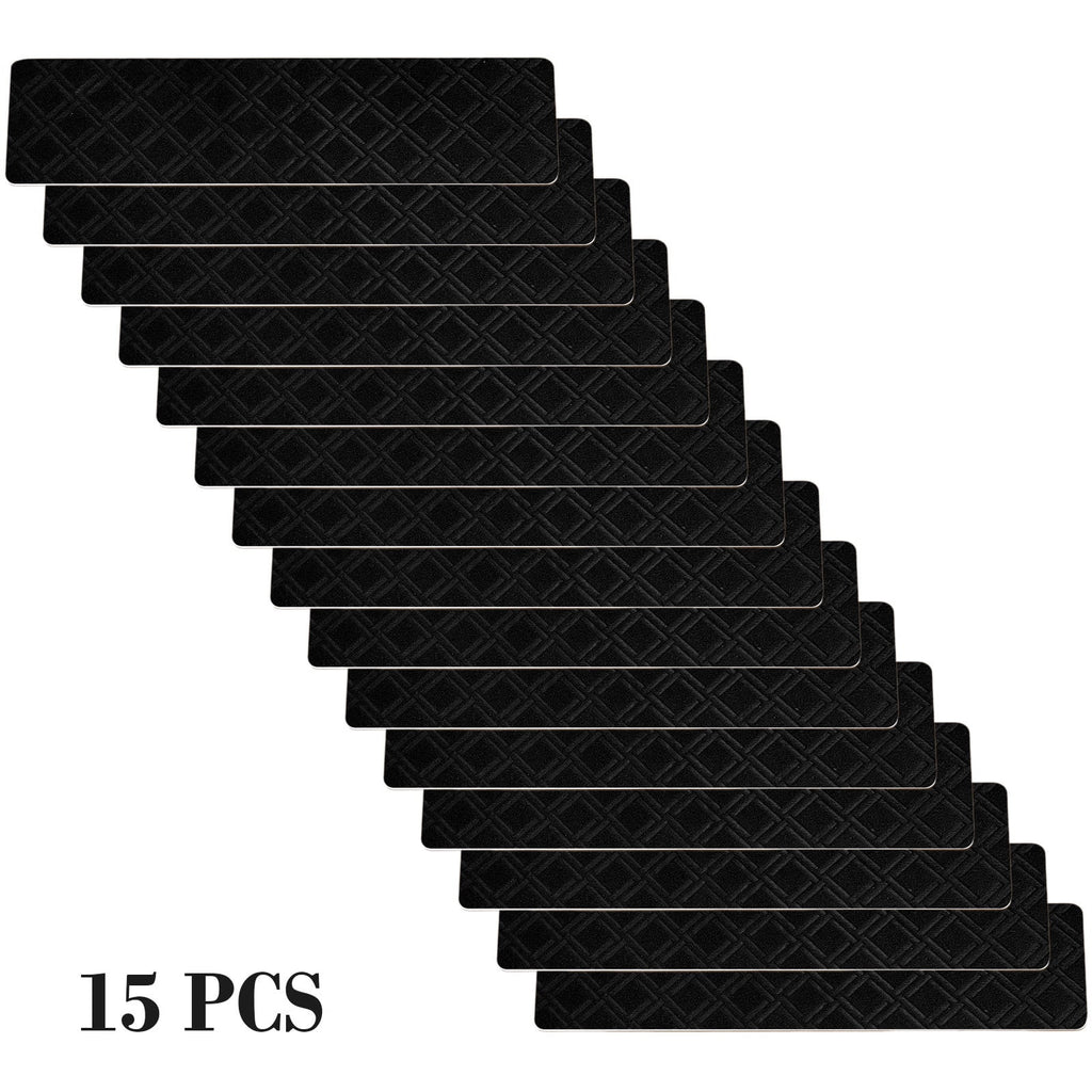 4-Piece Non-Slip Stair Treads, Self-Adhesive Striped Carpet Mats, Absorbent & Quiet Step Pads, Can Be Cut to Fit, Washable for Indoor Staircase Safety\u200b\u200b Gray