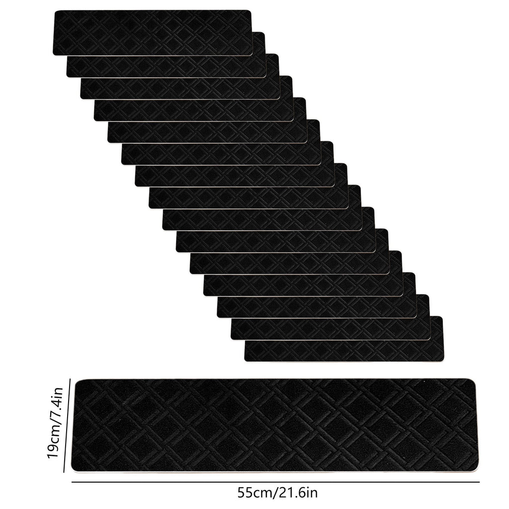 4-Piece Non-Slip Stair Treads, Self-Adhesive Striped Carpet Mats, Absorbent & Quiet Step Pads, Can Be Cut to Fit, Washable for Indoor Staircase Safety\u200b\u200b Gray