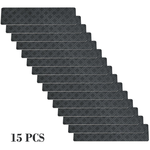 4-Piece Non-Slip Stair Treads, Self-Adhesive Striped Carpet Mats, Absorbent & Quiet Step Pads, Can Be Cut to Fit, Washable for Indoor Staircase Safety\u200b\u200b Gray 3