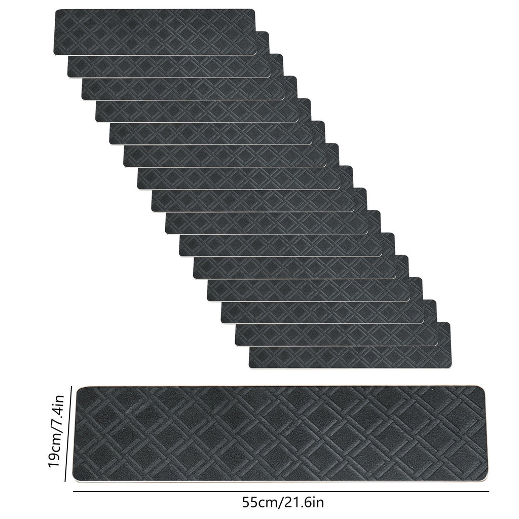 4-Piece Non-Slip Stair Treads, Self-Adhesive Striped Carpet Mats, Absorbent & Quiet Step Pads, Can Be Cut to Fit, Washable for Indoor Staircase Safety\u200b\u200b Gray 3