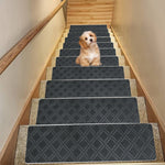 4-Piece Non-Slip Stair Treads, Self-Adhesive Striped Carpet Mats, Absorbent & Quiet Step Pads, Can Be Cut to Fit, Washable for Indoor Staircase Safety\u200b\u200b Gray 3