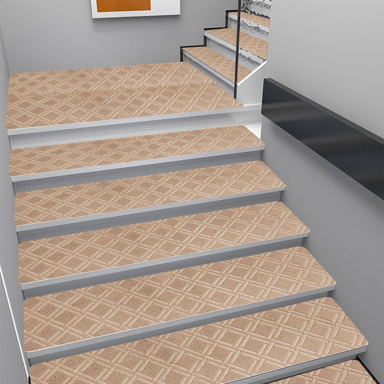4-Piece Non-Slip Stair Treads, Self-Adhesive Striped Carpet Mats, Absorbent & Quiet Step Pads, Can Be Cut to Fit, Washable for Indoor Staircase Safety\u200b\u200b Khaki