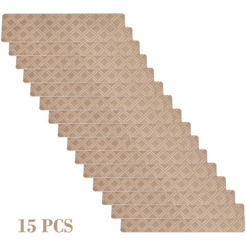 4-Piece Non-Slip Stair Treads, Self-Adhesive Striped Carpet Mats, Absorbent & Quiet Step Pads, Can Be Cut to Fit, Washable for Indoor Staircase Safety\u200b\u200b Khaki