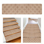 4-Piece Non-Slip Stair Treads, Self-Adhesive Striped Carpet Mats, Absorbent & Quiet Step Pads, Can Be Cut to Fit, Washable for Indoor Staircase Safety\u200b\u200b Khaki