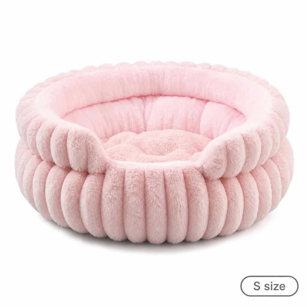 Cozy Four Season Notch Dog Bed, Pink M Size, Perfect Pet Relaxation Gift