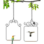 2 Pack Black Hummingbird Swings and Perches, Metal Frame Wild Bird Swing With Wooden Dowel and Hanging Chains for Indoor Outdoor