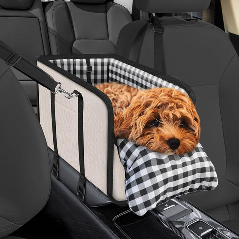 1 Piece Dog Car Seat with Armrest Padded Beige, up to 5 kg