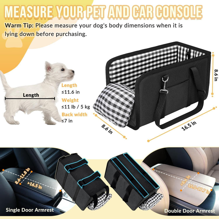 1 Piece Dog Car Seat with Armrest Padded Grey, up to 5 kg