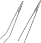 2 Pcs Feeding Tongs, Aquarium Tweezers Stainless Steel Straight and Curved Tweezers Set 27cm/10.6 inches Aquascaping Tools for Hold Worms, Reptiles, Lizards, Bearded Dragon (Silver)