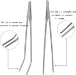 2 Pcs Feeding Tongs, Aquarium Tweezers Stainless Steel Straight and Curved Tweezers Set 27cm/10.6 inches Aquascaping Tools for Hold Worms, Reptiles, Lizards, Bearded Dragon (Silver)