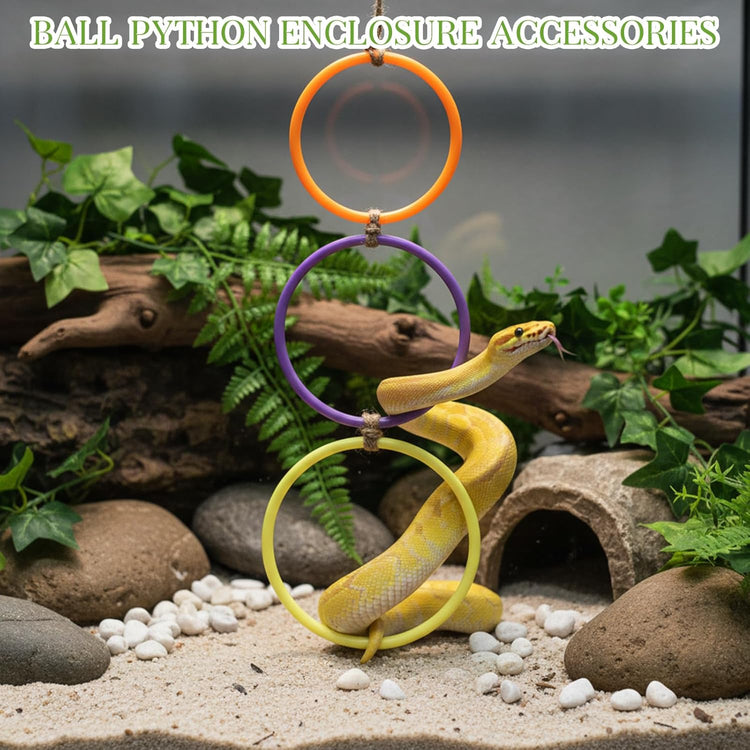 2 Pcs Snake Climbing Rings Snake Enrichment Toys for Ball Python Ball Python Tank Accessories, Reptile Enclosure Accessories Reptile Tank Accessory for Bearded Dragon, Chameleon, Lguana, Gecko, Lizard