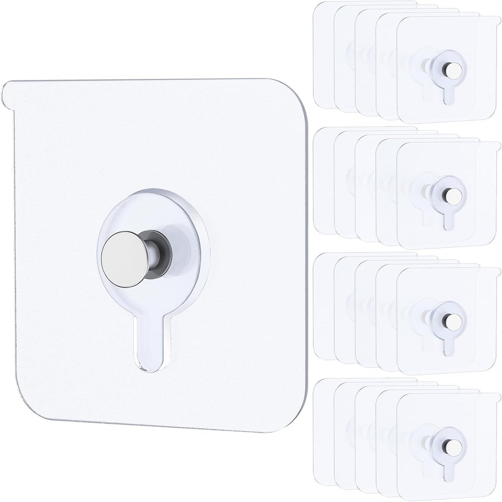 20 Pcs Adhesive Picture Hooks 20 lbs Max 2.2”Load No Drill Screw Stickers Heavy Duty Picture Hangers Without Nails No Nail Wall Hooks for Hanging Frame Hanger Sticky Hook for Bathroom Kitchen