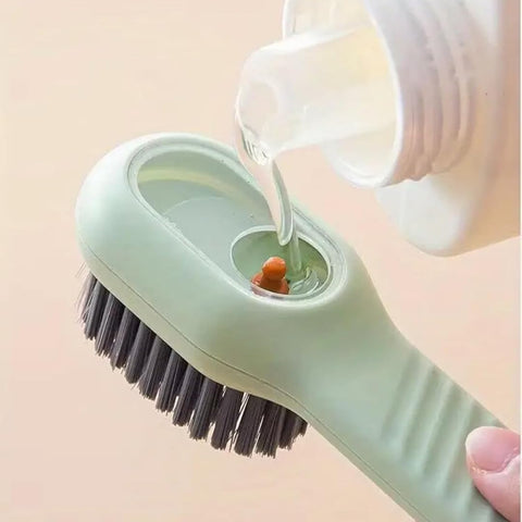 Green Soft Bristle Shoe Brush with Ergonomic Handle Multifunctional for Shoes and Clothing Hanging Design 1 Piece