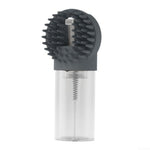2-in-1 Silicone Pet Bath Brush with Shampoo Dispenser - Grey - Massage Grooming Tool for Dogs and Cats - Perfect for Bath Time Care
