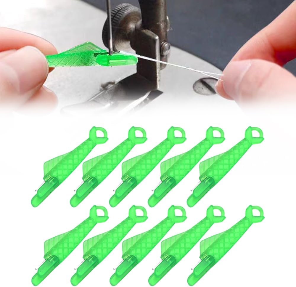 Fish Mouth Sewing Machine Needle Threader, 2024 New Automatic Sewing Needle Threader Simple Needle Threader, Upgrade Quick Sewing Machine Loop Easy Selfthread Needle Threaders Tool (Green*10)