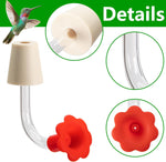 9 Pcs Hummingbird Feeder Tubes with Red Floral Tip, Bird Hummingbird Feeder Replacement Parts with 3 Brush, Outside Flower Bird Water Feeder Tubes Stoppers for Making Your Own Bird Feeders