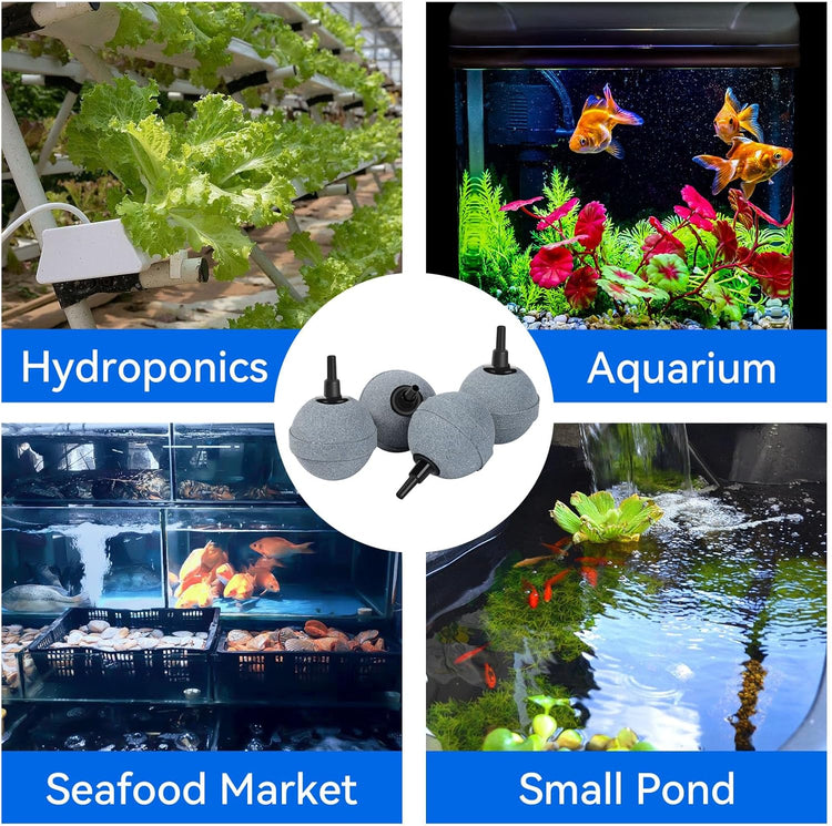 Air Stones for Ponds 2 Inch, Long Lasting Aerator Oxygen Differ, Air Pump Accessories for Aquariums, Fish Tanks, Hydroponics and DWC Reservoirs 4 Pack