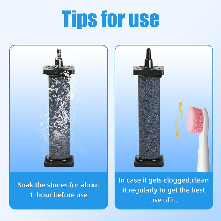 Aquarium 5 inch Air Stone Cylindrical 2 Pack, Large Airstone, Aerator Bubble Differ, Air Pump Accessories for Aquariums, Hydroponic, Ponds and Fish Tanks