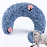 Calming Pillow for Dogs, Pet U Shape Calming Pillow Pet Neck Pillow Dog Calming Pillow for Small Dogs, Ultra Soft Fluffy Pet Calming Toy for Joint Relief Sleeping Improve Machine Washable (Blue-1)
