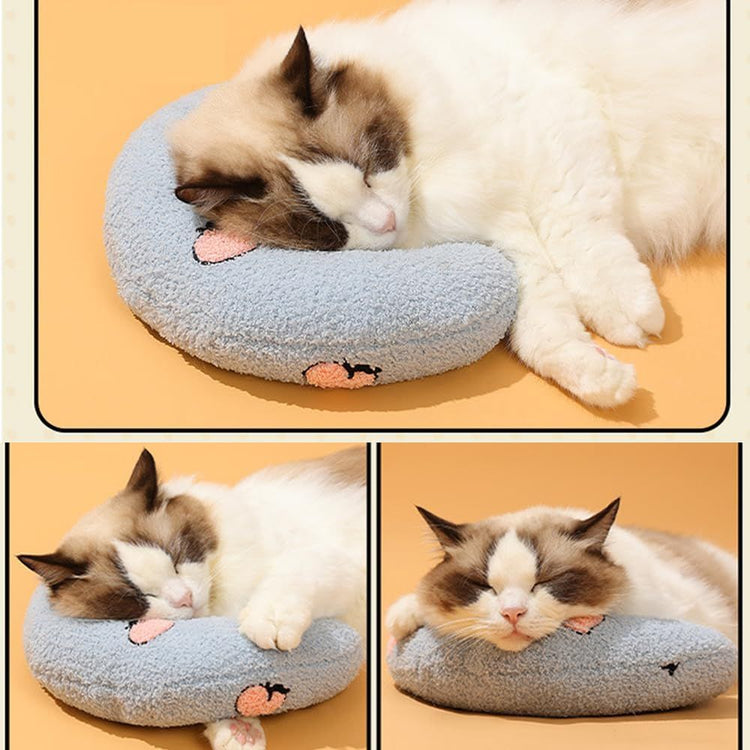 Calming Pillow for Dogs, Pet U Shape Calming Pillow Pet Neck Pillow Dog Calming Pillow for Small Dogs, Ultra Soft Fluffy Pet Calming Toy for Joint Relief Sleeping Improve Machine Washable (Blue-1)